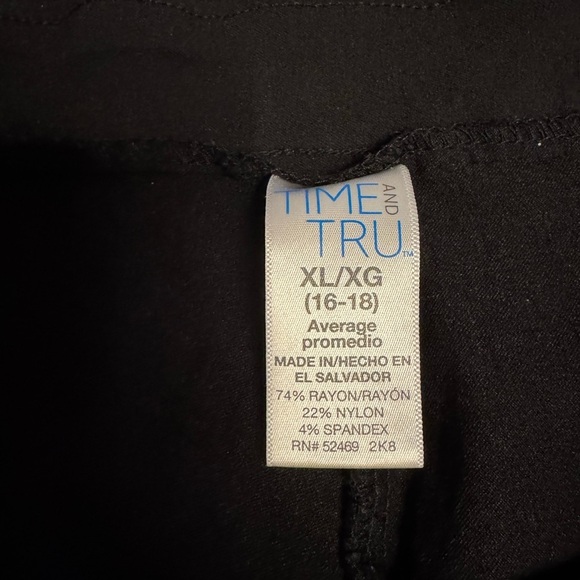 Time and Tru Women’s black pull on stretch pants XL 16-18 - Picture 2 of 6